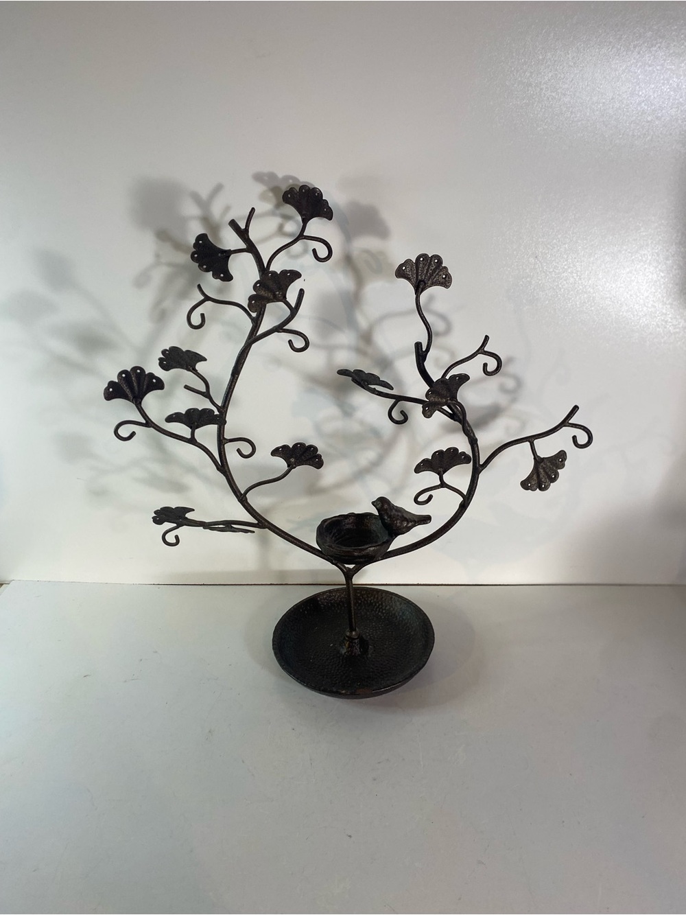 Bird and Twig Jewelry Heavy Metal Tree and Nest Stand 17” Height
